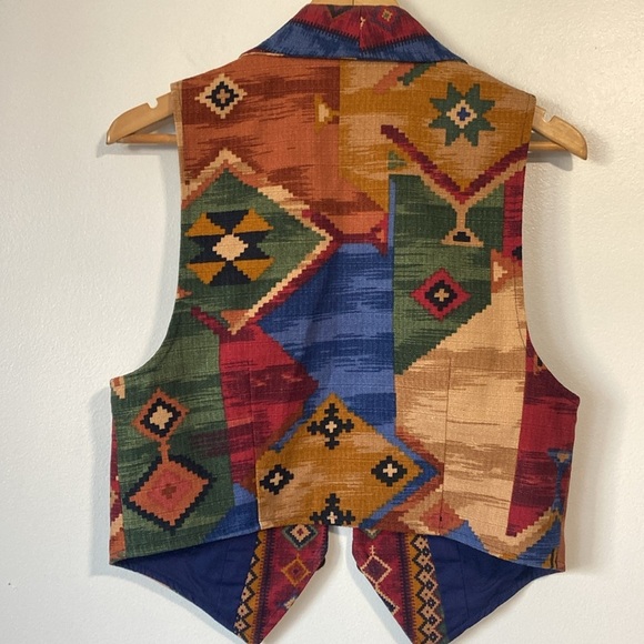 Vintage Sweetgrass 90s Tribal Concho Open Vest Boho Cowgirl Tapestry - Picture 5 of 11